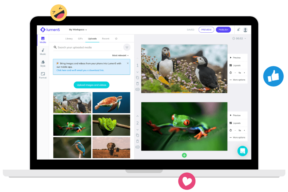 Transform your content into videos with Lumen5.