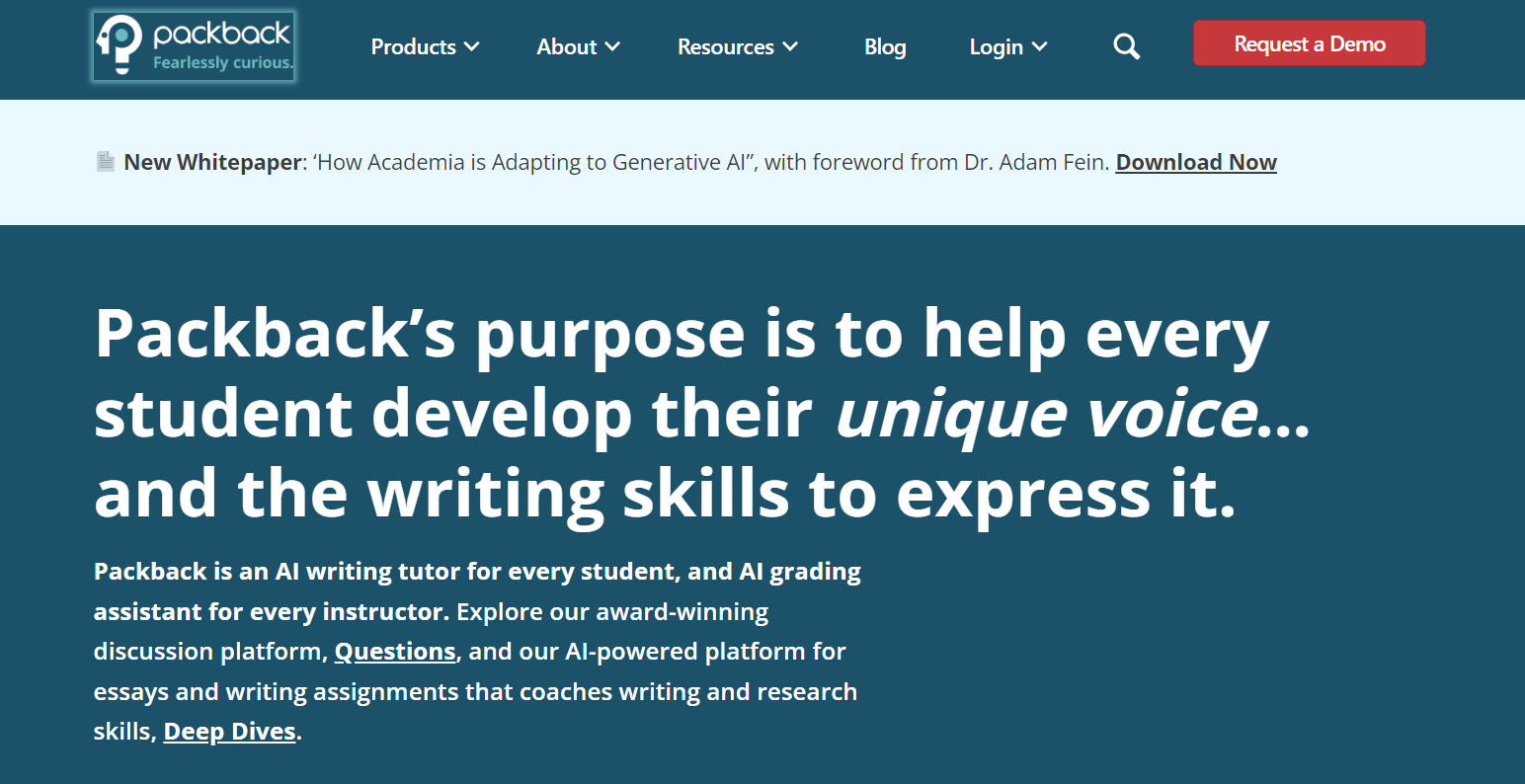 Packback supports improve academic honesty. 