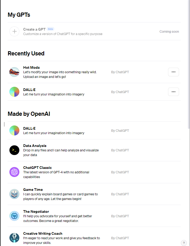 My GPTs customize a version of ChatGPT