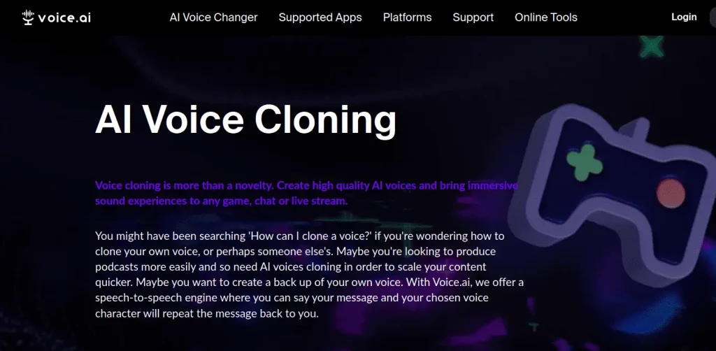 Voice.AI allows for real-time voice changing