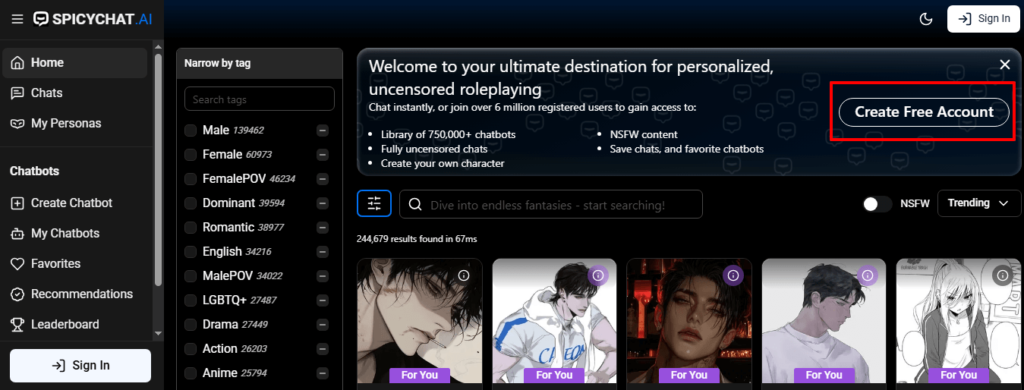 Spicychat create an account or sign in.