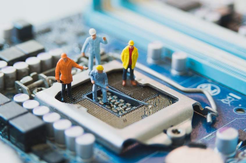 step-by-step visual guide showing hands installing the chip