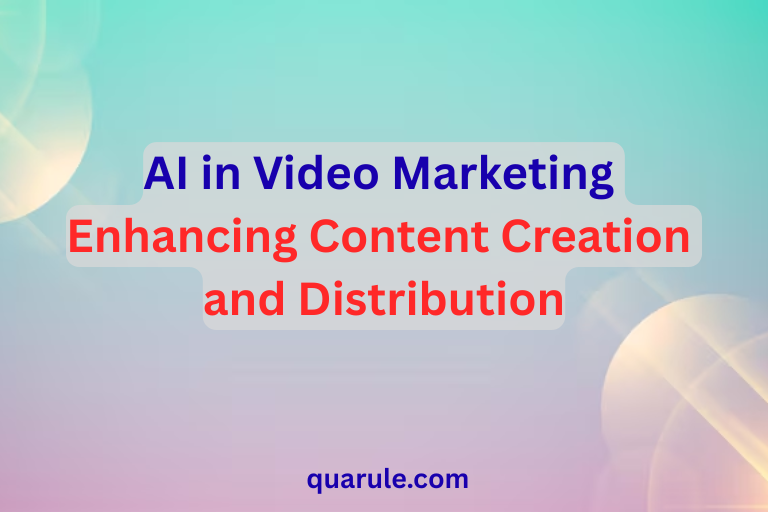Illustration showing AI tools assisting in video marketing — an AI robot analyzing video clips, optimizing distribution across platforms, and enhancing content creation with data insights.
