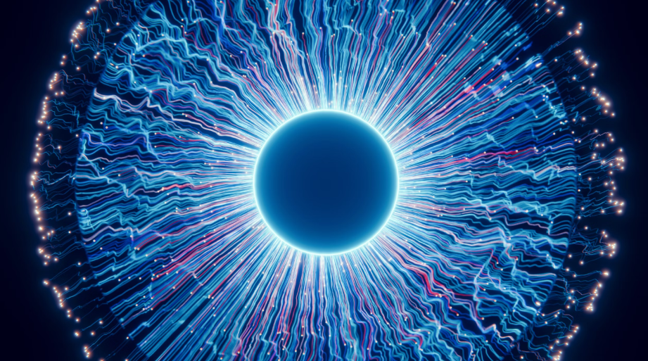 a close up of a blue digital eyeball