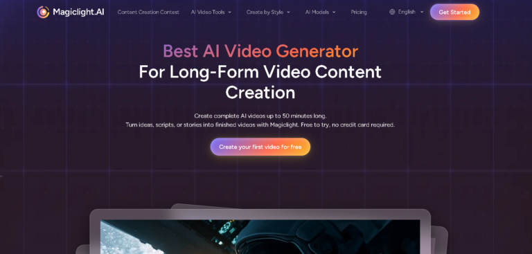 MagicLight AI platform creating videos from text with AI characters and voice